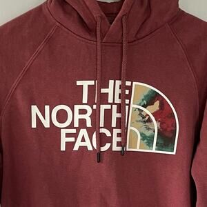 The North Face Graphic Hoodie Sweatshirt Women's Size M Red/Mauve/Multicolor